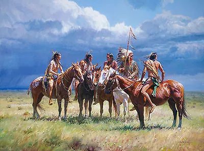 Waiting On The Sun Martin Grelle Western Native American Limited Ed.Canvas 35x40 • $1499