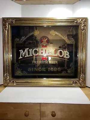 Vintage Michelob Beer Since 1896 Framed Mirror Sign Man Bar Decor 28  X 34” • $125