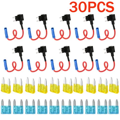 30PC Fuse TAP ADAPTER KIT 12V 15 Amp 20Amp Car Add-a-circuit Mini ATM APM Blade • $11.46