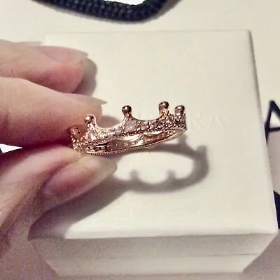 NEW Genuine Pandora Rose Gold Pink Sparkling Crown Ring In Box Tiara (rrp £80) • £39.50
