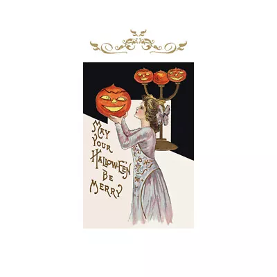 Halloween Lady With Pumpkins Vintage Image Poster Print Paper Or Foam Board • $32.95