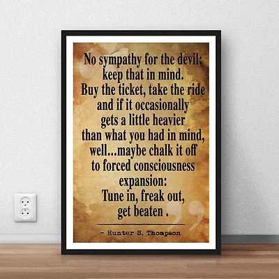 $6.20 • Buy Hunter S Thompson Literary Quote Art Print Gift Poster - Gonzo