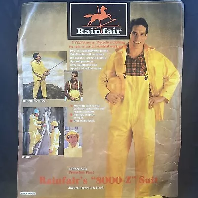 Vintage Rainfair Mens Waterproof Rubber Rain Suit With Detachable Hood Size Med • $49.99