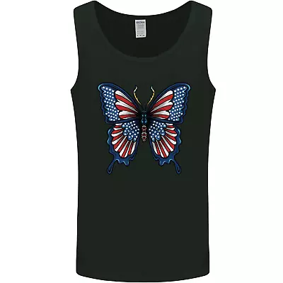 American Butterfly Flag USA July 4th Mens Vest Tank Top • £10.49