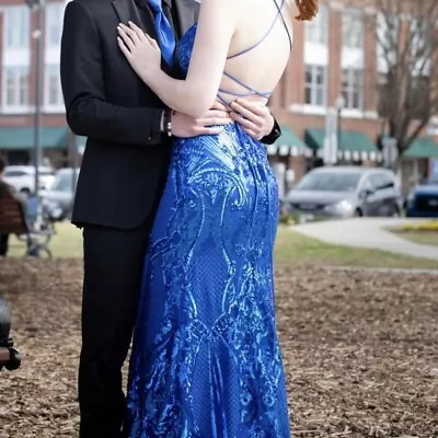 Royal Blue Mermaid Prom Dress Size 2 • $270