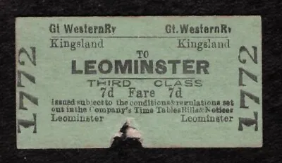 £1.99 • Buy GWR Kingsland To Leominster 3rd Class Great Western Railway Ticket