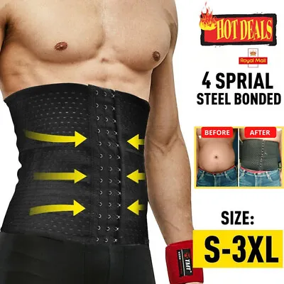 Mens Control Tummy Body Shaper Waist Trainer Cincher Belt Slimming Girdle Corset • £3.99