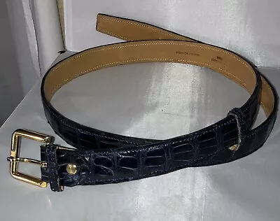 MEN'S BRANDONE Black CROCODILE VERITABLE BELT REMOVABLE BUCKLE SZ 40 • $22