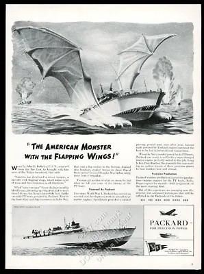 1942 GREAT PT Boat With Bat Wings Art Packard Engine Vintage Print Ad • $29.97