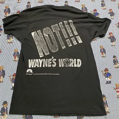 Vtg 90s Wayne’s World Movie Promo Graphic T Shirt Adult Black Thin Distressed • $180