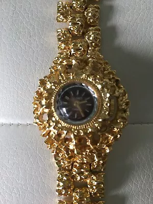 Lloret Ladies Wristwatch (working) 17 Jewels Swiss Made Unusual Gold Strap • £25