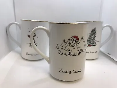 Vtg. Set Of 3 Merry Masterpieces Humor Christmas Mugs 1st Ed. Porcelain 1999 • $10