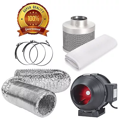 4  Extraction Fan Carbon Filter Kit Hydroponic Growing Grow Tent Grow Room Clip • £59.90