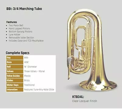 Tama By Kanstul KTB34L Marching 3/4 Tuba In Lacquer New Old Stock  • $2999