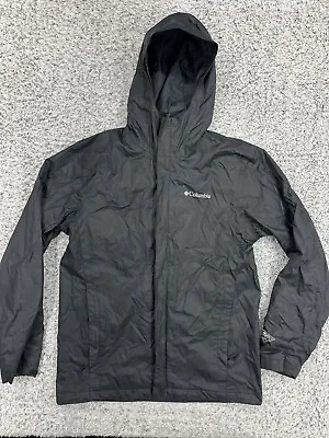 Columbia Hooded Jacket Small Omni Tech Waterproof Breathable Black Hiking • $18.99