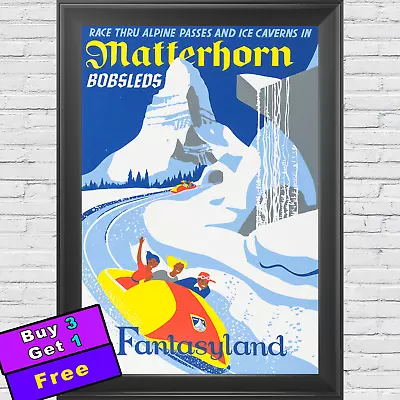 Matterhorn Bobsleds Attraction Poster 12  X 18   Fantasyland Disneyland • $9.99