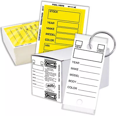 Versa-Tags 250 Key Tags PLUS 100 Kleer-Bak Window Stock Stickers Yellow - White • $30.55