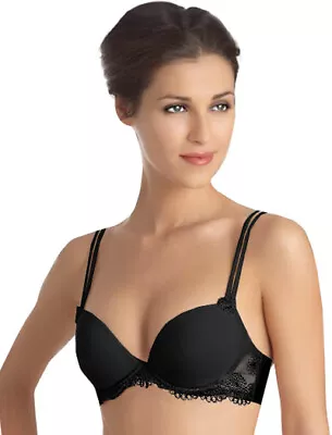 $40 • Buy Simone Perele Romance Push Up Underwired Bra Black Sizes 10A - 14E #115342