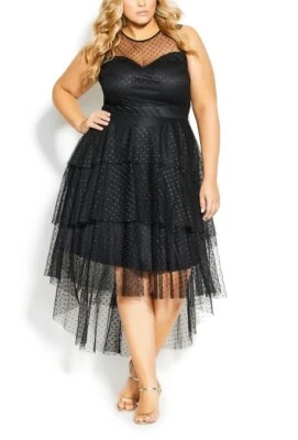 $55 • Buy CITY CHIC Mesh Bardot Maxi Dress In Black Plus Size Small/16 NWT [RRP $139.95]