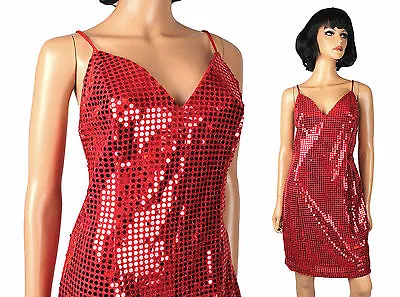 $39.99 • Buy Red Sequin Dress M Vintage Sleeveless Fredericks Jessica Rabbit Gown Costume