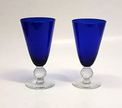 PAIR Morgantown Golf Ball Ritz Blue Juice Glasses 2 • $27.99