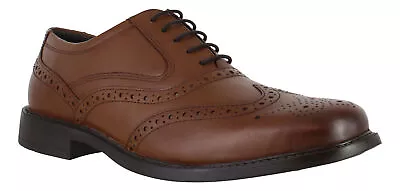 Oaktrak Henry Mens Tan Oxford Brogue Smart Leather Lace Up Shoes • £24.99