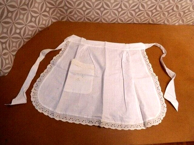 £18 • Buy RETRO VINTAGE 50's STYLE HALF APRON / PINNY - ONE POCKET ~  WHITE