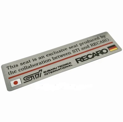 $12.32 • Buy Direct From Japan Subaru STI RECARO Aluminum Emblem OEM JDM RHD