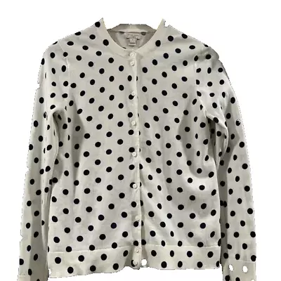 J. Crew Cardigan Sweater Small Ivory Black Dot • $12.99