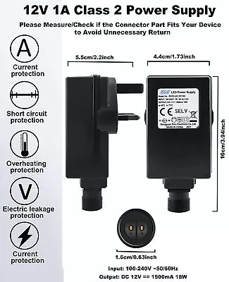 1-5PCS 12V Power Supply Adapter Transformer Driver IP44 For LED Fairy Lights UK • £8.99