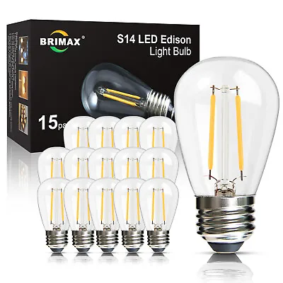 E26 LED Light Bulb 2W 20W S14 Outdoor String Light Replacement Waterproof 15Pack • $16.79