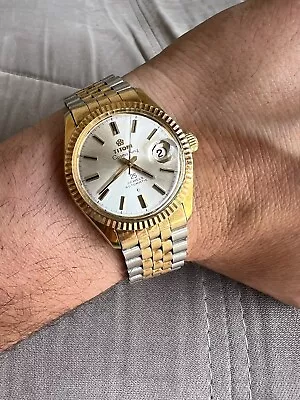 Vintage Titoni Cosmo King Oyster Steel & Gold Automatic Watch Date. 37mm • $249