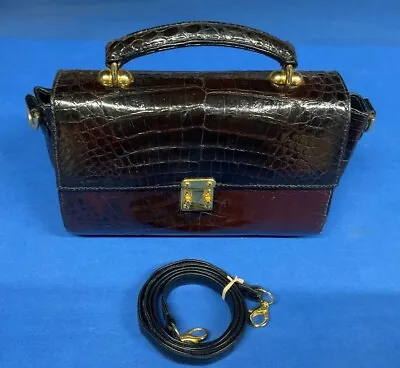 Vintage Olop Crossbody Brown Cayman Crocodile Purse | Made In Milano Italy • $40