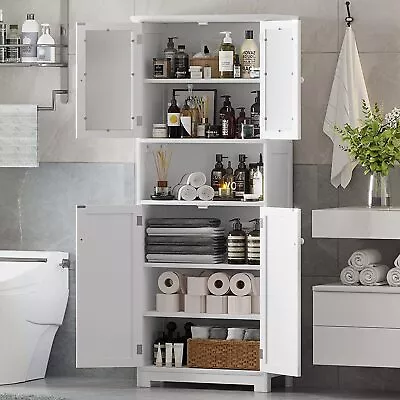  64  Tall Bathroom Storage Cabinet With 2 Open Compartments Large Floor Cabinet • $119.97