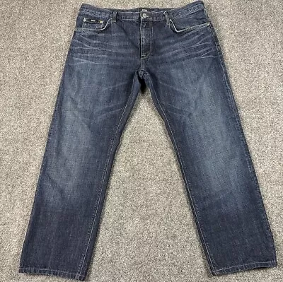 Hugo Boss Maine Fit Jeans Men’s 38X28 Dark Blue Whiskers Straight Leg Stretch • $29.99