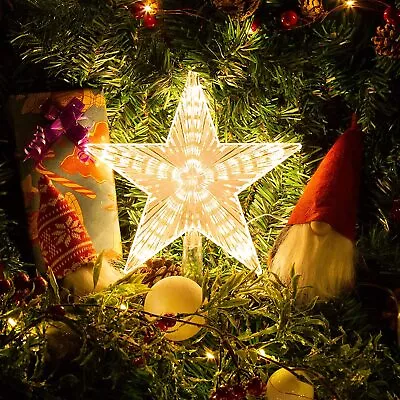 ⭐LED Tree Topper Star Christmas Decorations Top Xmas Star Light Up Glitter Gift⭐ • $18.97