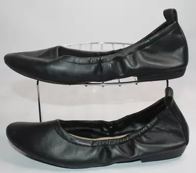 Vince Camuto Womens Size 6  EU 36.5 Black Leather Round Toe Ballet Flats • $29.99