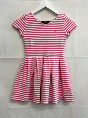 £6.99 • Buy Girls Dress Ralph Lauren Size 7 Years Cotton Pink And White Striped CG C56