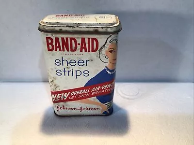 Vintage Band-Aid Sheer Strips Empty Tin Lady In Blue Dress (49) Cents • $5