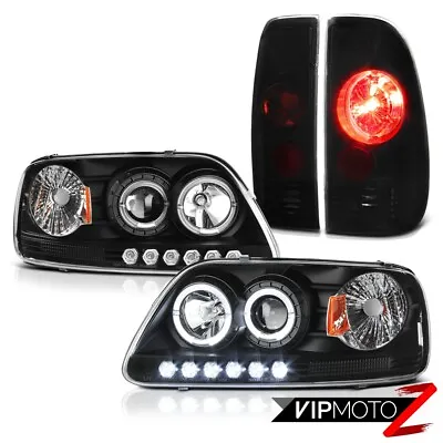 For 97-03 Ford F150 Black LED Halo Projector Headlights Rear Brake Tail Lights • $170.75