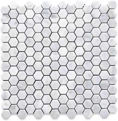 Carrara Marble 1 Inch Hexagon Mosaic Tile Honed For Kitchen Backsplash Bathroom  • $22.99