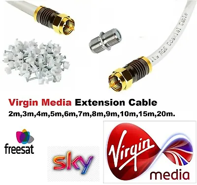 Virgin Media Extension Cable Lead Kit For Tv Broadband Tivo Superhub With Clips • £5.49