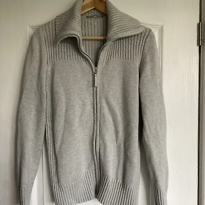 M&S Women’s Grey Full Zip Cotton Cardigan Jumper - Size UK 16 • £12.50