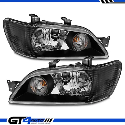 For 2002 03 Mitsubishi Lancer LS ES Sedan Wagon Black Replacement Headlight Set • $136.99