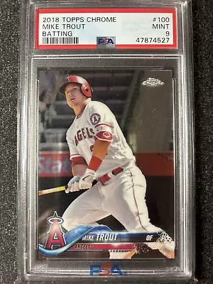 2018 Topps Chrome Mike Trout #100 Angels PSA 9 • $25