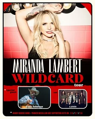 Miranda Lambert / Cody Johnson / Lanco  Wildcard Tour  2020 U.s. Concert Poster  • $18.18