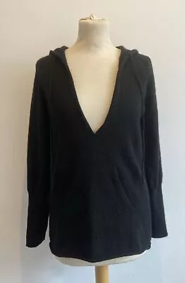 Womens M&S Autograph Black 100% Cashmere Hoodie Uk Size 10 Pullover • £29.99