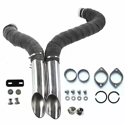 2  O.D LAF Exhaust Pipes W/ Flange Kits For Harley Sportster Chrome Wrapped • $155.99