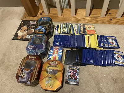 $79.99 • Buy Pokemon Card And EEVEE 133 Binder Lot + TINS + 500+ POKEMON CARDS BIG LOT