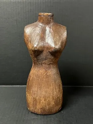 Vintage Carved Wood Papermache Mold Of Female Mannequin - Torso #b372 • $190